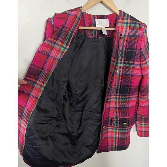 Lord & Taylor Pink Plaid Blazer with Gold Accents - Picture 3 of 6